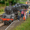 Crowds admire 80136 on the West Somerset Railway