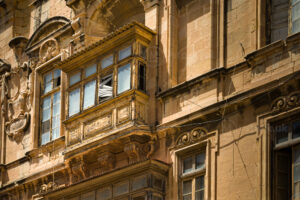Sunlit Timber Balcony, Valletta